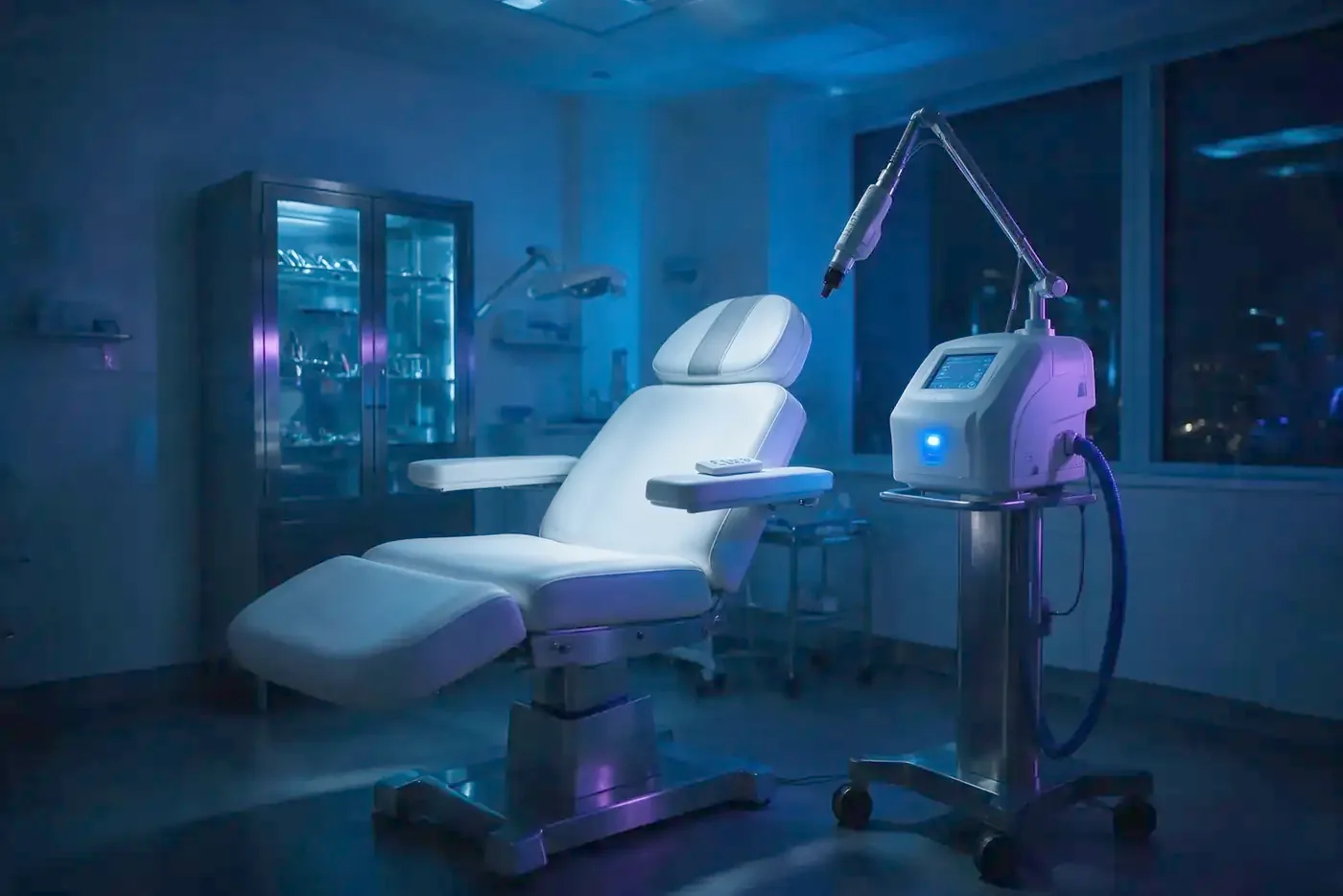 Cabina de clínica de medicina estética con equipo láser