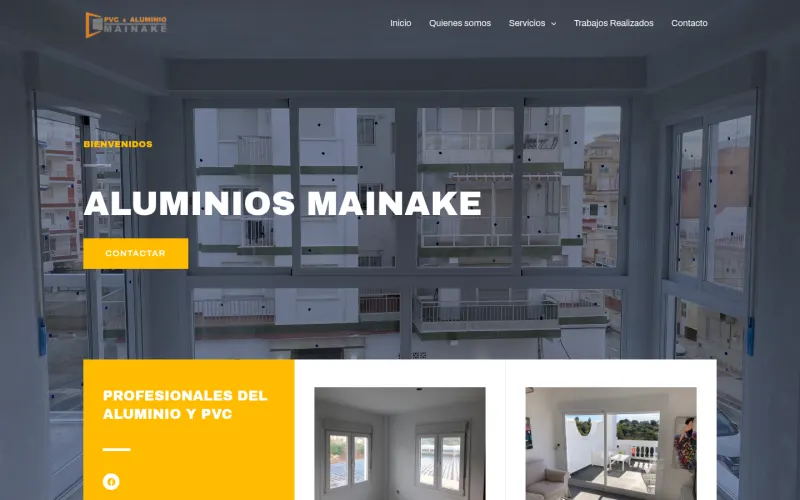 Portada de la web de Aluminios Mainake