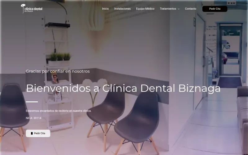 Portada de la web de Clínica Dental Biznaga