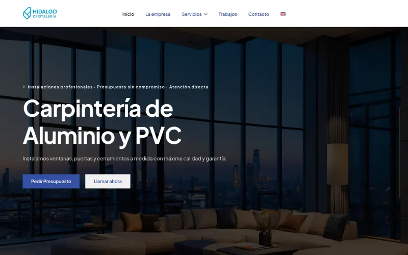 Portada de la web de Cristalería Hidalgo