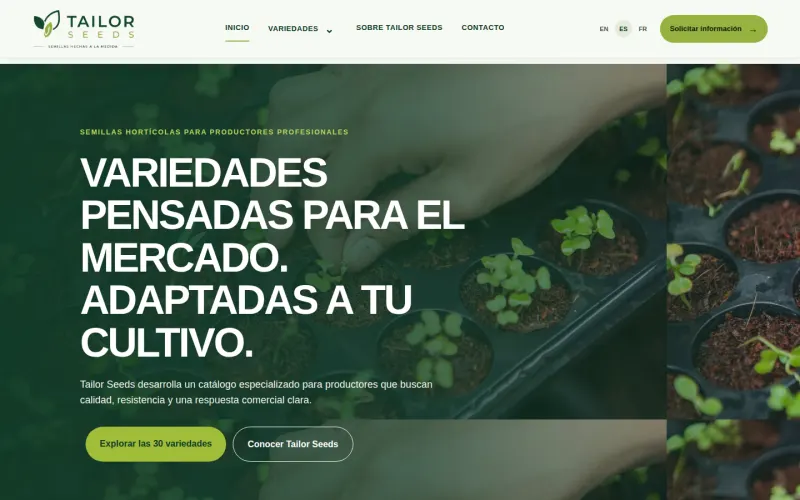 Portada de la web de Tailor Seeds