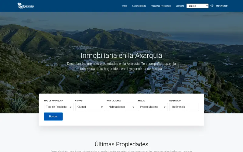 Portada de la web de Tropical Estate